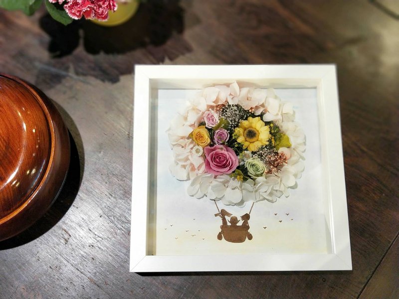 Eternal Flower Hot Air Balloon Flower Three-dimensional Picture Frame-Home Decoration Opening Ceremony - Dried Flowers & Bouquets - Plants & Flowers Pink