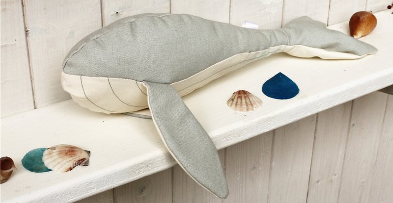 Philomia] [light blue whale pillow (in) - หมอน - วัสดุอื่นๆ สีน้ำเงิน