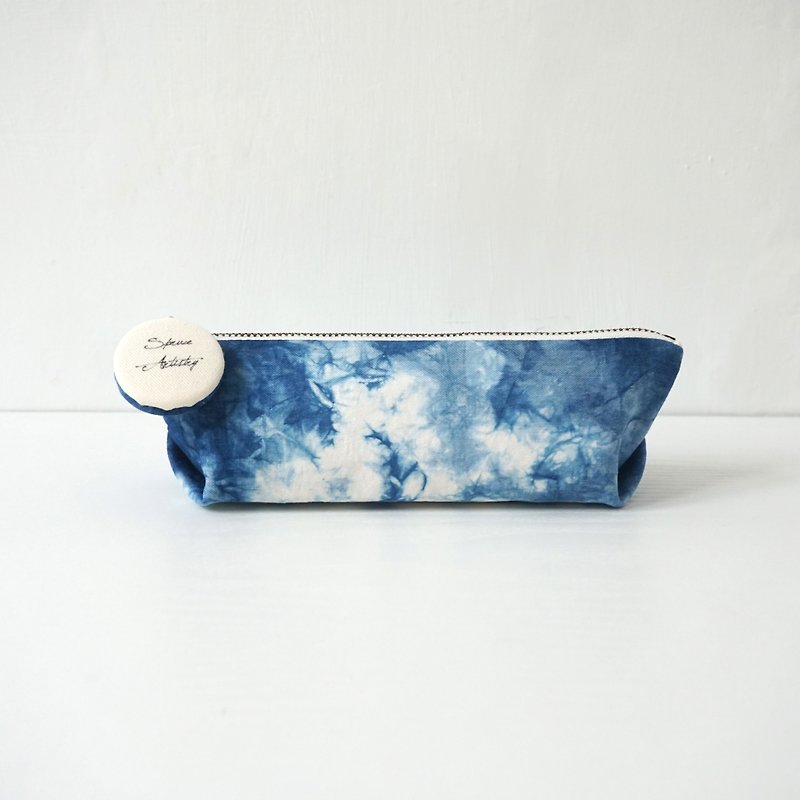 S.A x Sky, Indigo dyed Handmade Boat Pen Case - Pencil Cases - Cotton & Hemp Blue