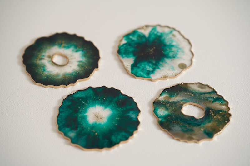 33Creations Resinart Resin Art | Angel Coasters | Mori Collection Set of Four - Coasters - Resin Green