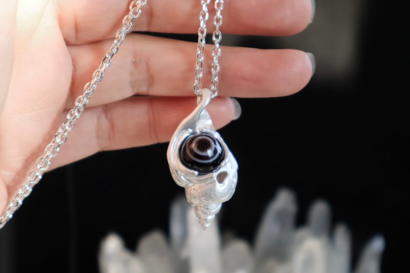 Fantasy marine life original grotesque aesthetic eye conch sterling Silver handmade solitary pendant - Necklaces - Sterling Silver Silver