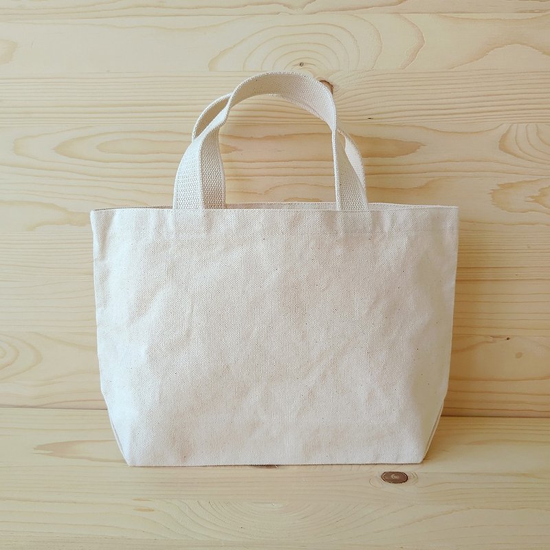Eco-friendly non-printed canvas _ wide bottom tote bag / lunch bag - Handbags & Totes - Cotton & Hemp White