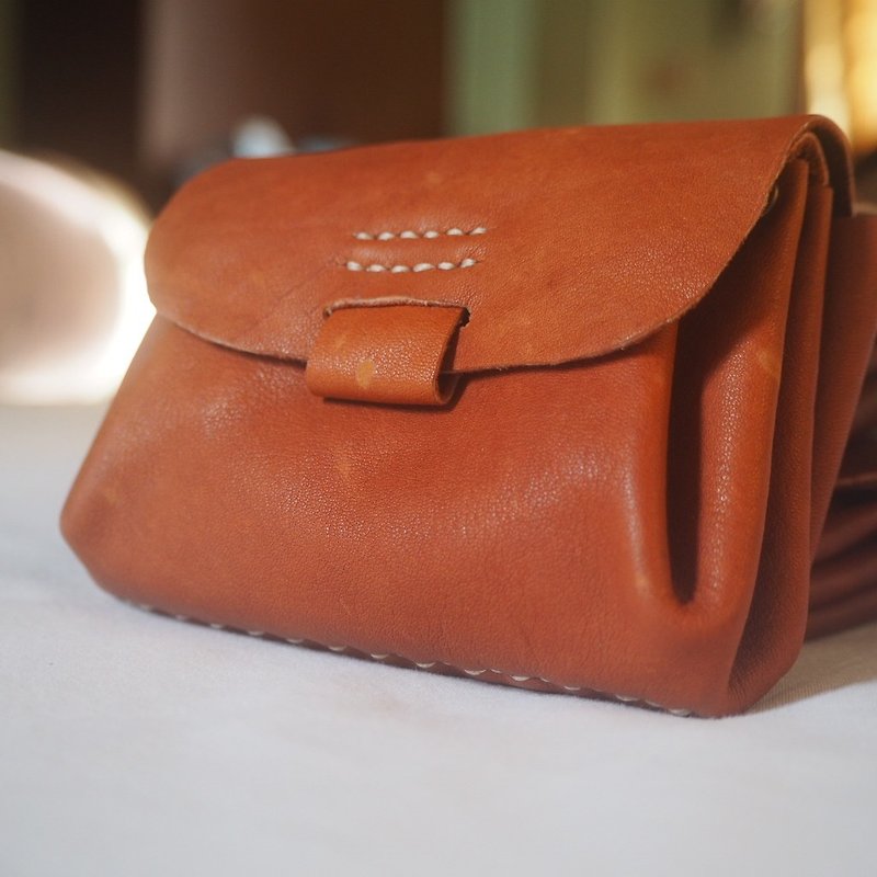 Leather pouch bag - Coin Purses - Genuine Leather Brown