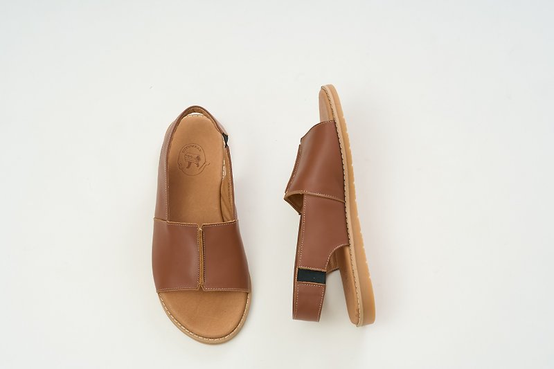 Small section rest handmade wide version genuine leather sandals - hills - รองเท้ารัดส้น - หนังแท้ สีนำ้ตาล