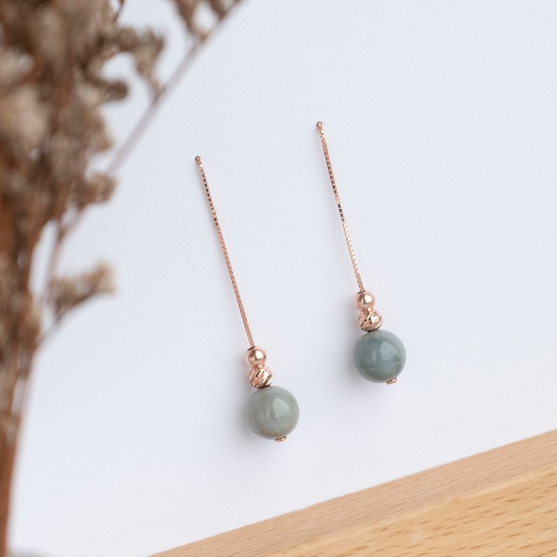 Grey blue Alashan Agate genuine gemstones 925 silver earrings BFF birthday gift - ต่างหู - คริสตัล สีน้ำเงิน