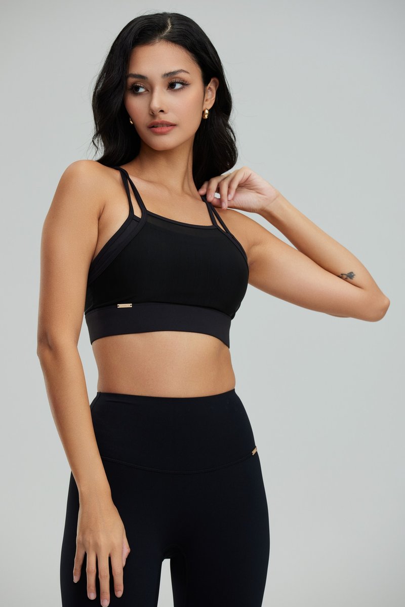 Glam Aura Mesh Top Black - Women's Sportswear Tops - Other Materials Black