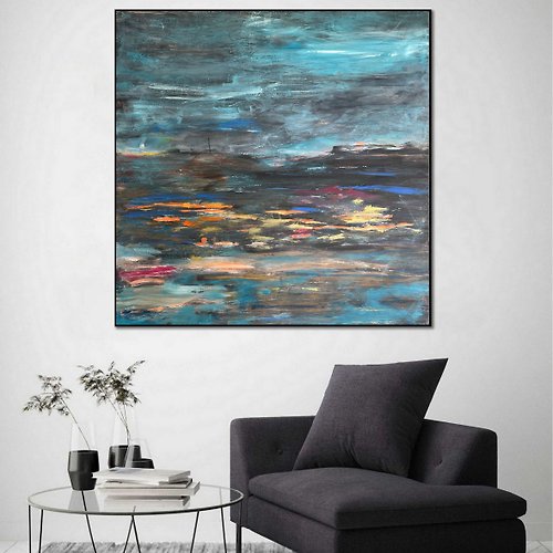 TrendGallery Abstract Colorful Oil Wall Hanging Artwork Modern Blue Sky Wall Art Decor