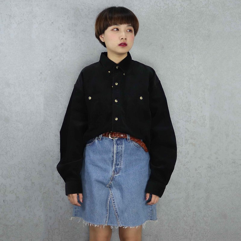 Tsubasa.Y Vintage House Corduroy Shirt Black 006, Corduroy Shirt - Women's Shirts - Cotton & Hemp 