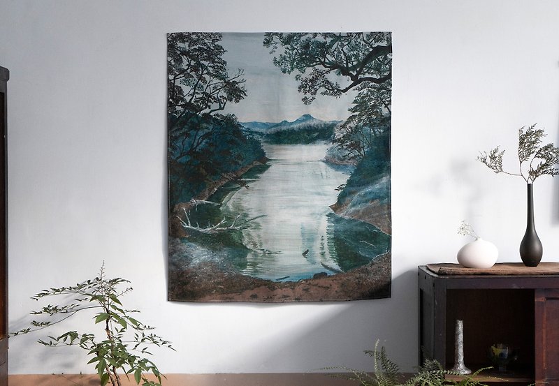 Taiwan Mountain Hanging Cloth - Dagui Lake 70 x 83 cm - Posters - Cotton & Hemp Blue