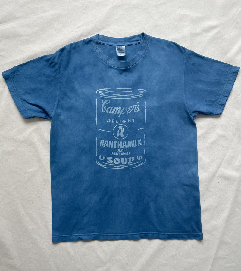 Made in Japan Hand-dyed CAMPER'S SOUP TEE Indigo dyed JAPANBLUE camp outdoor yoda - Women's T-Shirts - Cotton & Hemp Blue