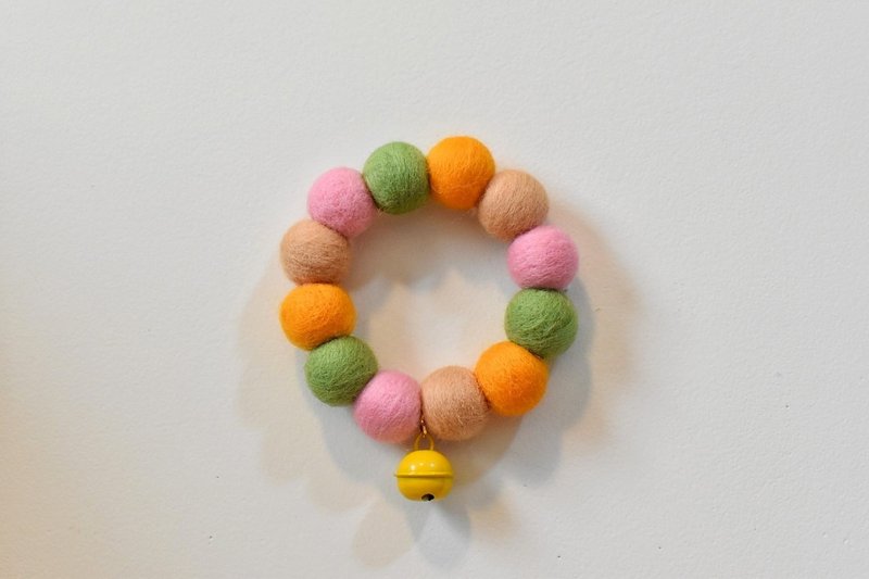 【Three-color pill】wool felt collar/hairy kid collar pet collar wool ball collar - Collars & Leashes - Wool 