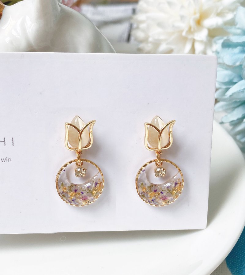 Monet - Earrings & Clip-ons - Plants & Flowers Transparent