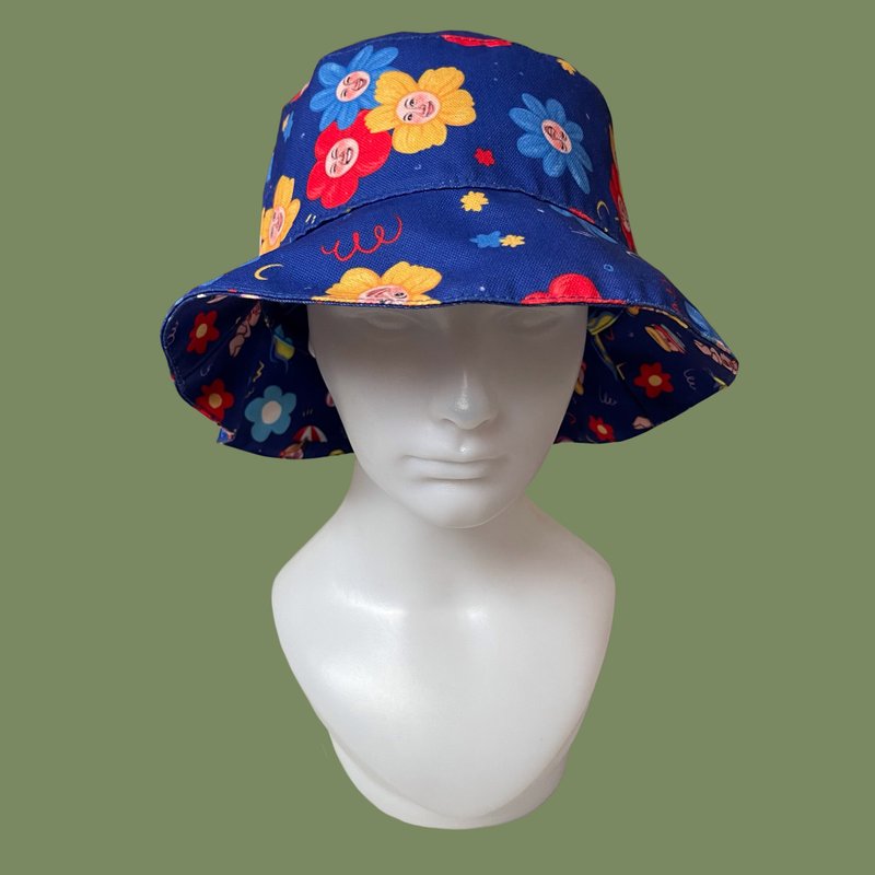 Bucket hat :: summer 2021-blue - หมวก - ผ้าฝ้าย/ผ้าลินิน สีน้ำเงิน