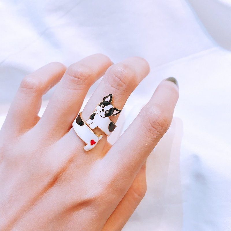 Butterfly dog ​​| ring around the ring - General Rings - Enamel White