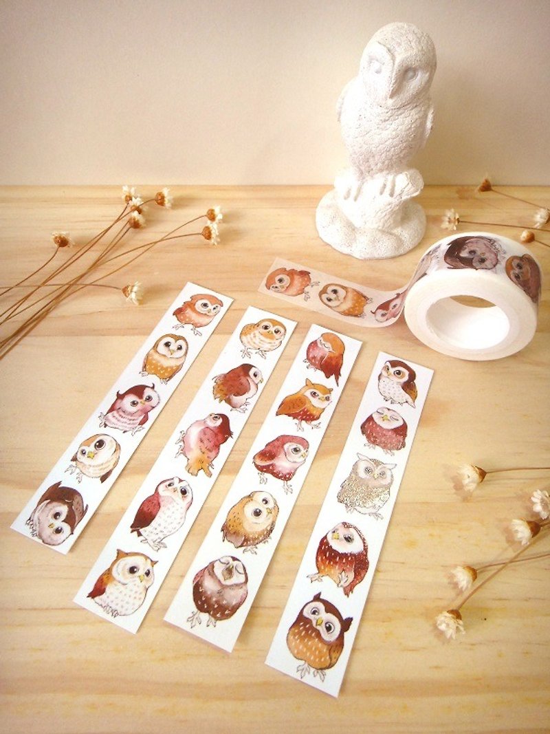 Brown Animals Series - Owl paper tape - มาสกิ้งเทป - กระดาษ 