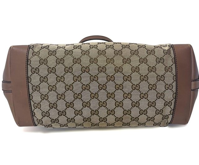 GUCCI グッチ トートバッグ ポーチ GGキャンバス ベージュ 247209 GUCCI グッチ 247209 GG柄 トートバッグ キャンバス×レザー