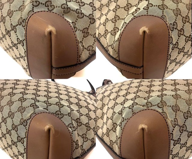 本物GUCCI グッチトートバッグポーチGGキャンバスレザーベージュ