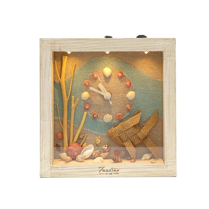 Deep Breath of the Ocean Handmade Wooden Clock-Explore Deep Sea Fish Right - นาฬิกา - ไม้ สีกากี