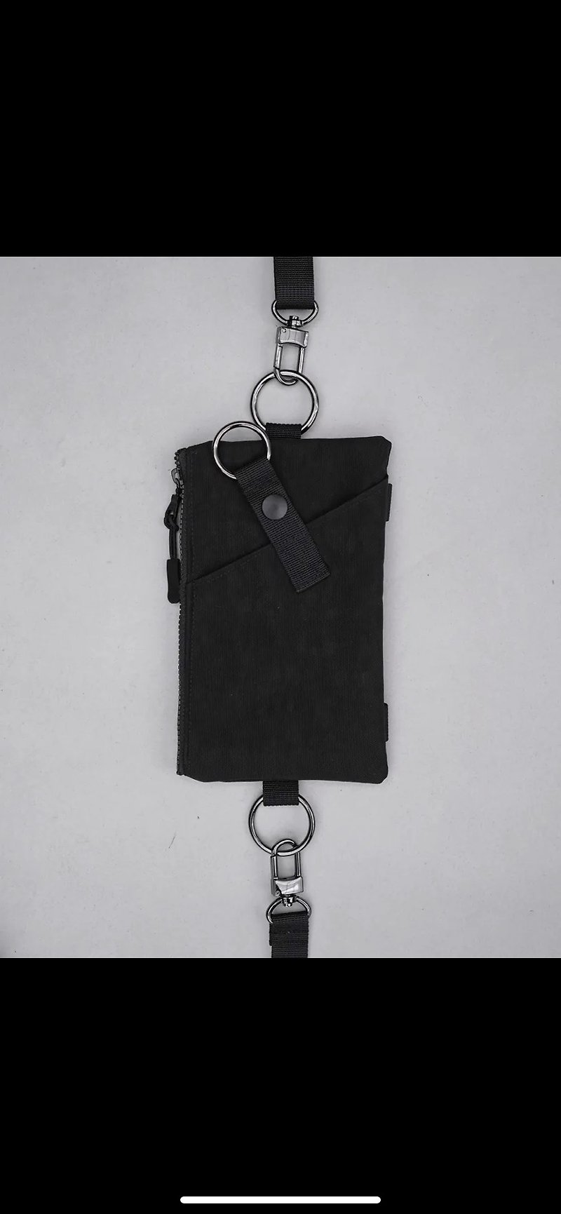 L impact Ame x MUKK joint press buckle mobile phone bag - กระเป๋าสตางค์ - วัสดุกันนำ้ สีดำ