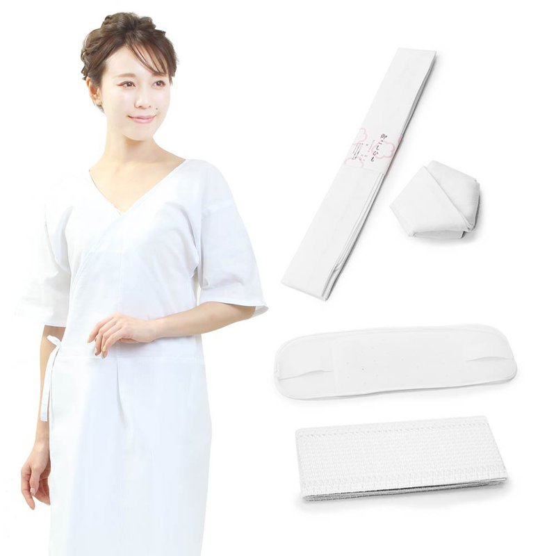 和服浴衣配件組 襯衣 腰紐 魔術貼腰帶 帶板 - 洋裝/連身裙 - 棉．麻 白色