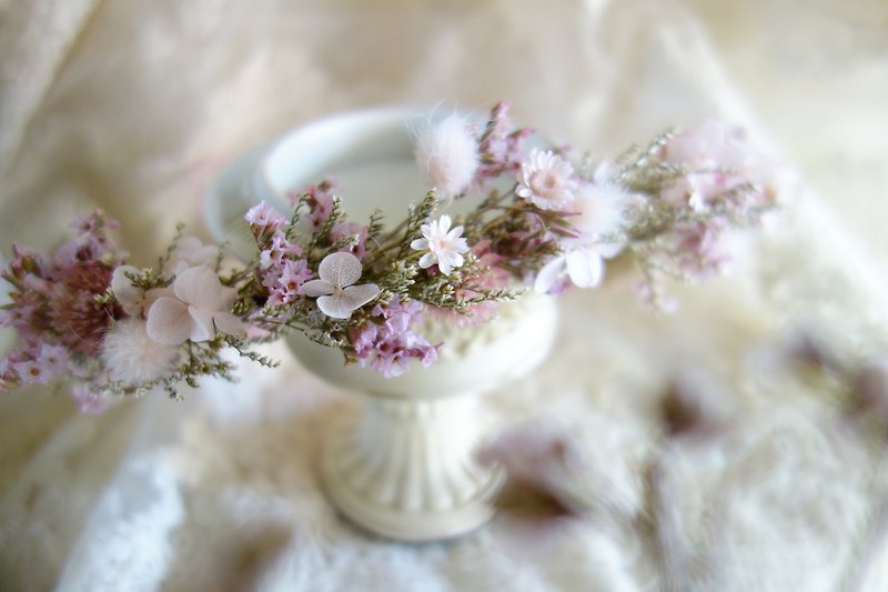 Wedding floral decoration series ~ pink soft wreath - Hair Accessories - Plants & Flowers Pink