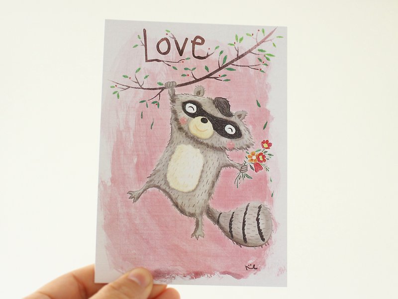 Raccoon postcard - Animal postcard - Cards & Postcards - Paper Khaki