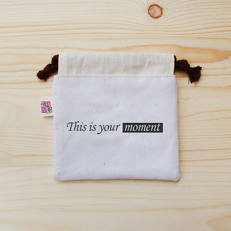 Positive energy beam pocket (small)_this is your moment - Toiletry Bags & Pouches - Cotton & Hemp White