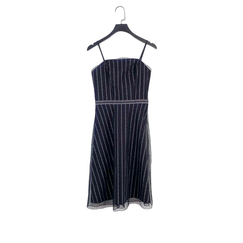 Second-hand black and white matching dots of tulle straight line slightly upright umbrella skirt dress OPD401 - One Piece Dresses - Polyester Black