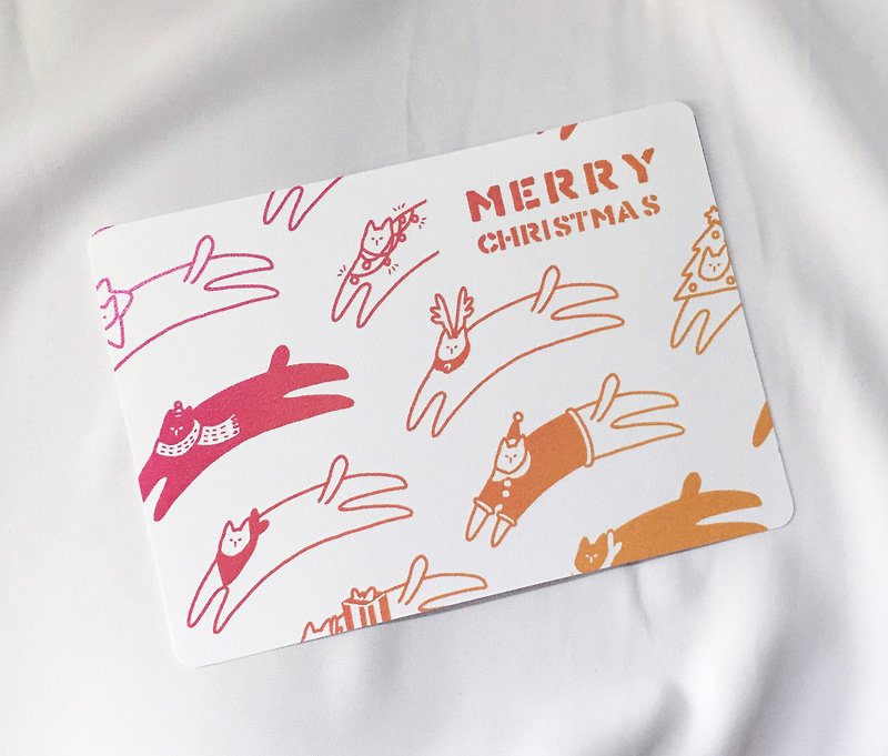 Christmas cat postcard - การ์ด/โปสการ์ด - กระดาษ สีแดง