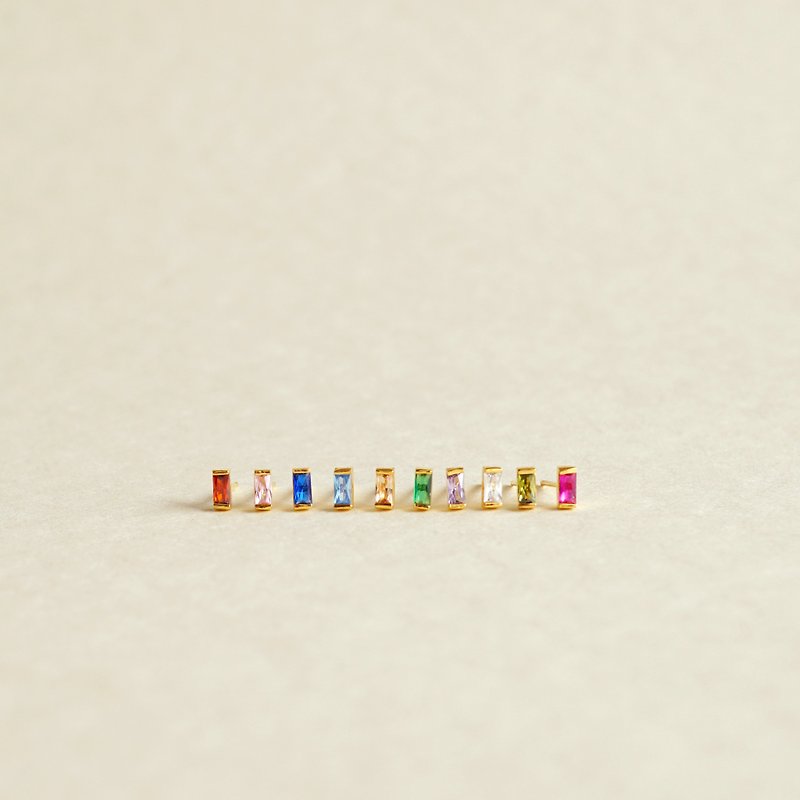 Color CubicZirconia Earrings - 耳環/耳夾 - 其他金屬 多色