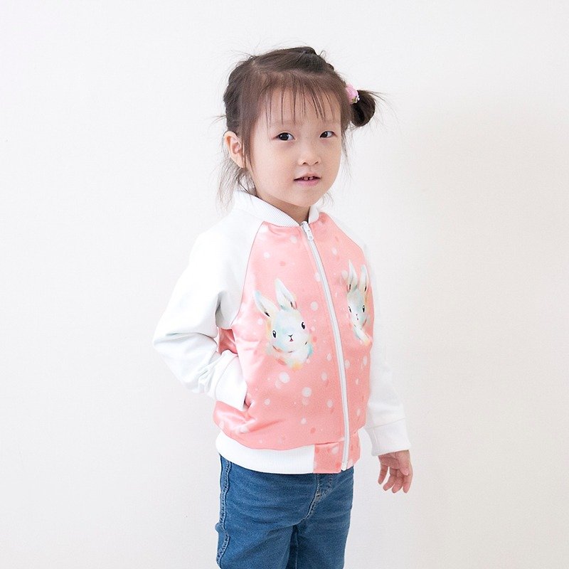Snowflake rabbit double-sided cotton baseball jacket_Macarron pink _ child models - Other - Polyester Pink
