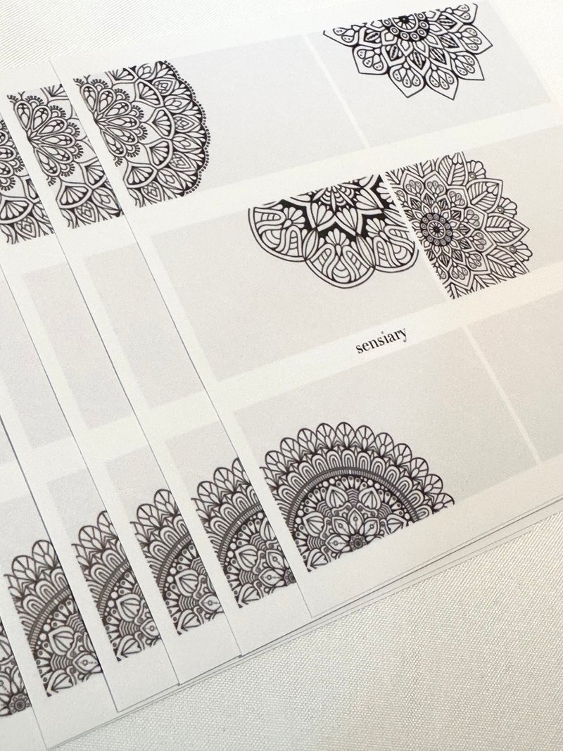 sensiary grey mandala ticket sticker 6p - 卡片/明信片 - 紙 