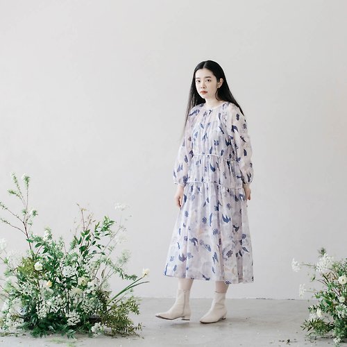 Minami Asa 印象和式花紋綁結洋裝