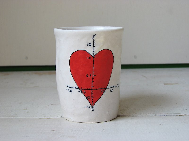Heart's equation formula - แก้วมัค/แก้วกาแฟ - ดินเผา สีแดง