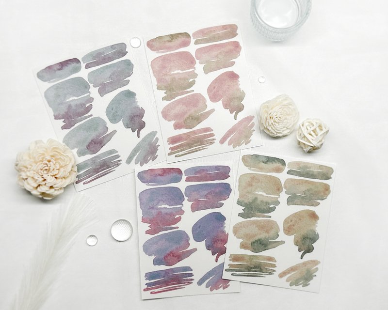 Watercolor Brush Stroke Deco Stickers - 貼紙 - 紙 