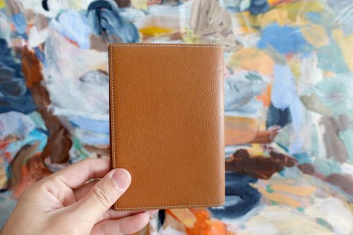 Travel Genius 中古店 法國高階愛馬仕Hermes 中古二手奶茶咖啡色真皮 記事本套護照套