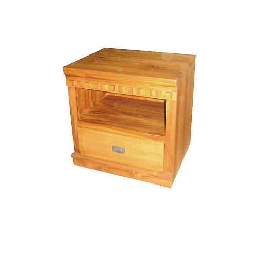 吉迪市 JatiLiving 【吉迪市100%全柚木家具】RPNA003B 柚木方塊造型單抽床頭邊櫃