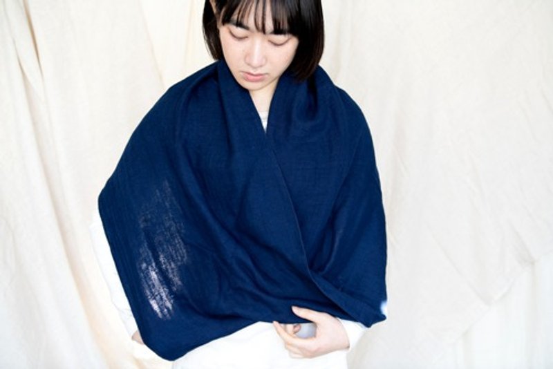 【藍染】Organic Cotton3重ガーゼのスヌード - 絲巾 - 棉．麻 