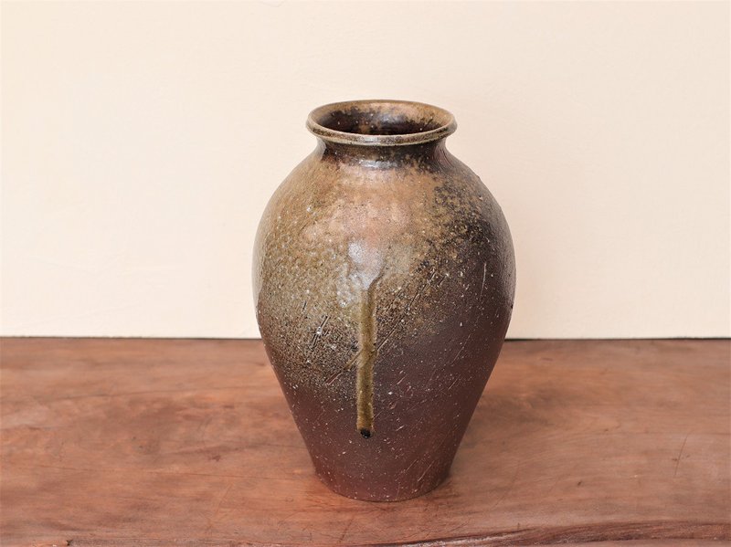 Bizen ware flower case h3-098 - Pottery & Ceramics - Pottery Brown