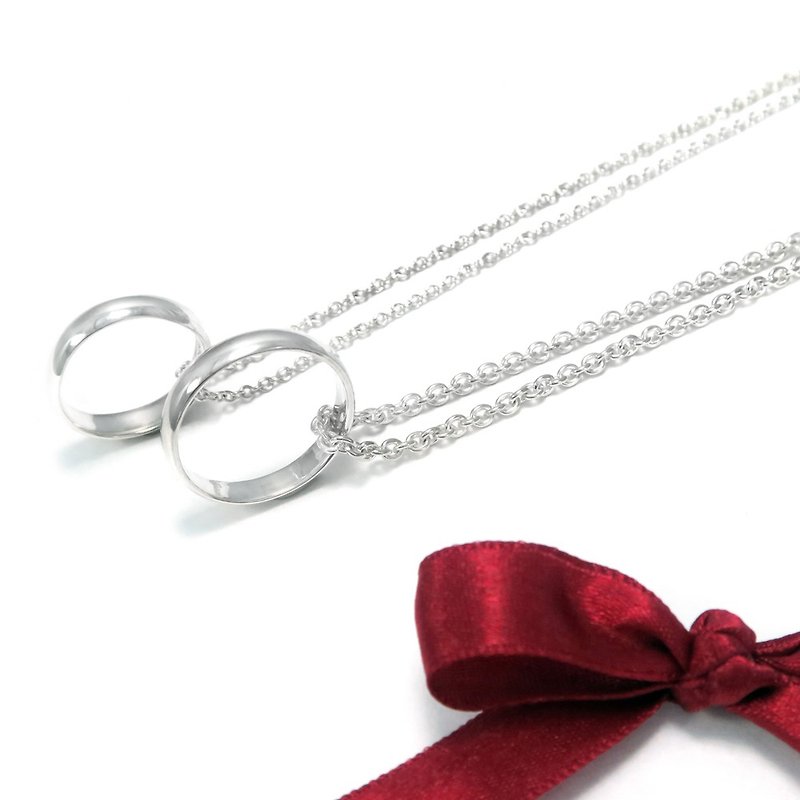 Necklace and ring dual-use wear! Add a pair of 925 sterling silver necklaces (not including ring-18 inches + 20 inches) - Necklaces - Sterling Silver Silver