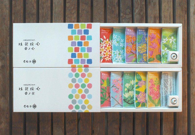 日本香彩堂 - 以花傳心線香禮盒・含 6 種香氣 - 共 2 款 - 香薰/精油/線香 - 其他材質 多色