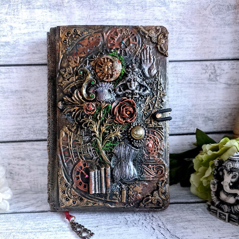 Daily Diary,Handmade Notebook, Christmas Daily planner,Christmas Gift, Steampunk - สมุดบันทึก/สมุดปฏิทิน - กระดาษ สีนำ้ตาล