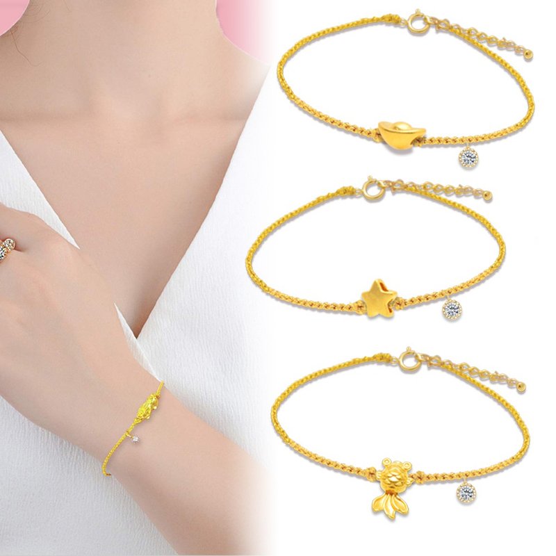 【TLH】Choose 1 out of 11 Pure Gold Lucky Weaving Bracelet/Bracelet (Pure Gold 9999) - Bracelets - 24K Gold Gold