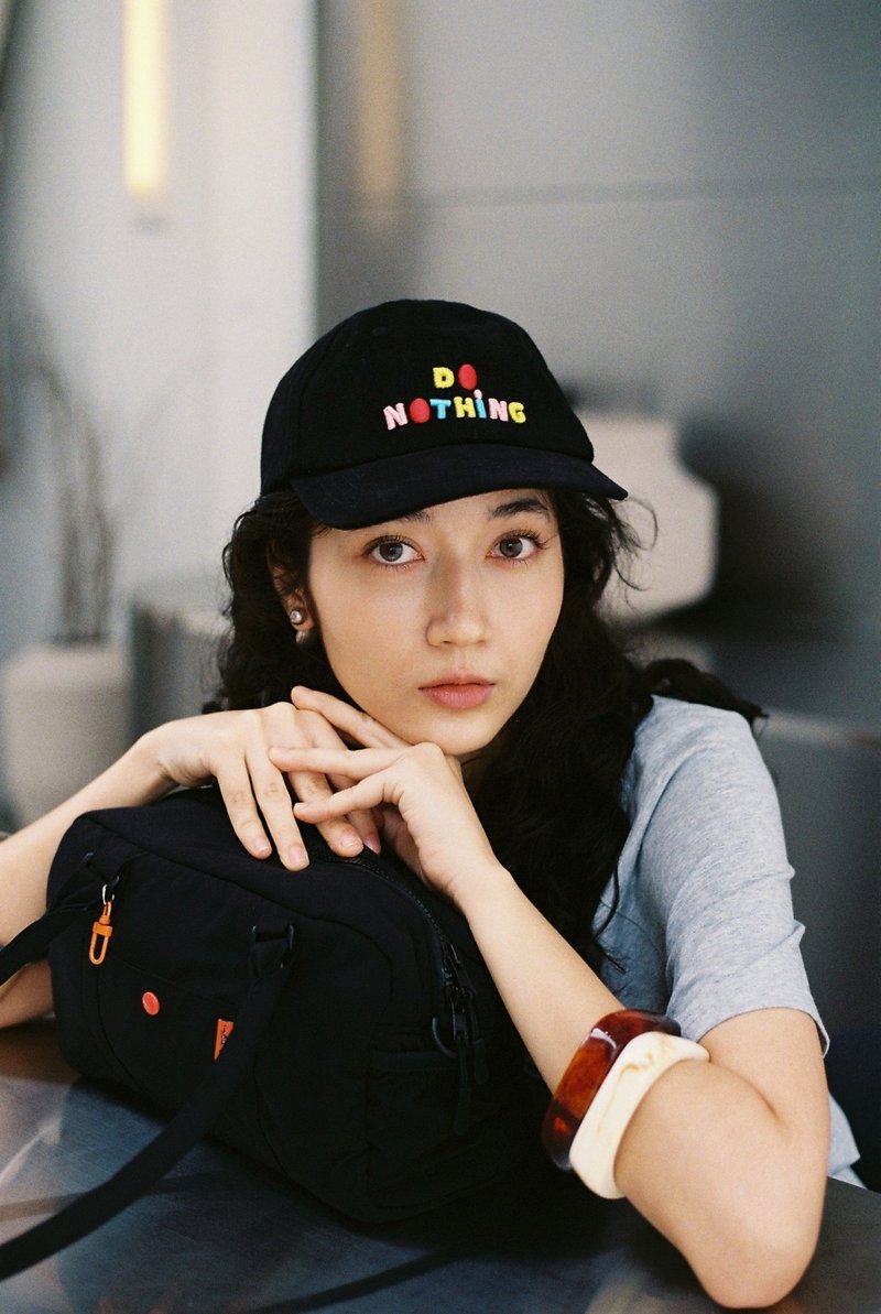 DO NOTHING cap Black - 帽子 - 棉．麻 黑色