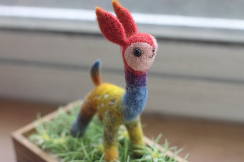 Natural plant dyed rainbow fawn - Stuffed Dolls & Figurines - Wool Multicolor