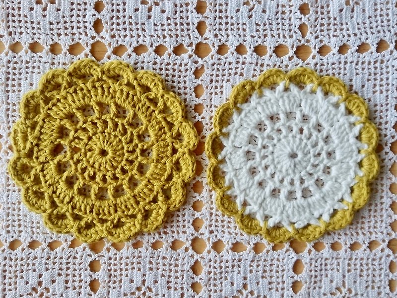 Crochet Coasters for Fika - Yellow (2 pcs)