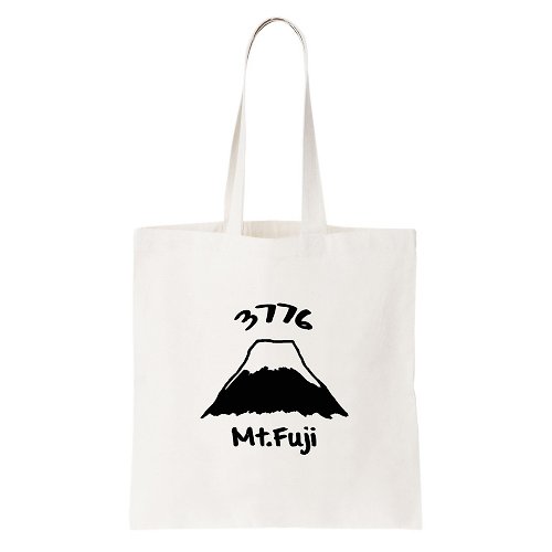hipster Mt Fuji 3776 帆布 文藝 環保 肩背 手提包 購物袋 米白色 富士山 日本 風景 櫻花 太陽 雪 自創 品牌 文青
