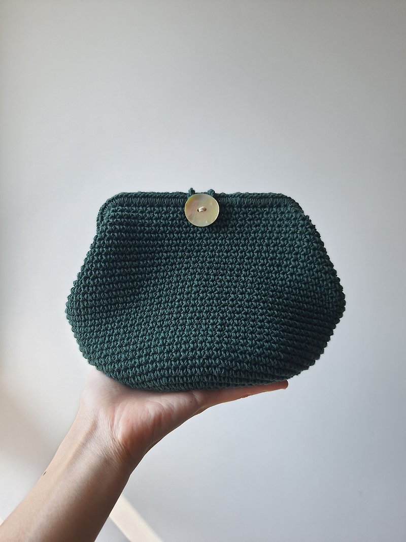 cotton crochet handbag - dark green