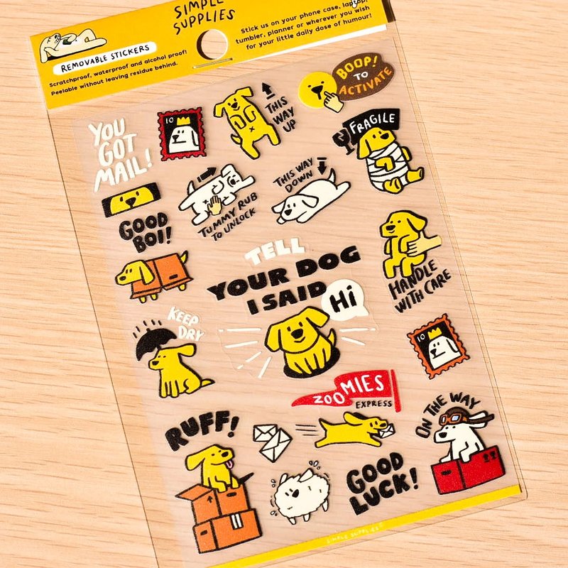 Mail Puppy Removable Stickers - 貼紙 - 防水材質 黃色