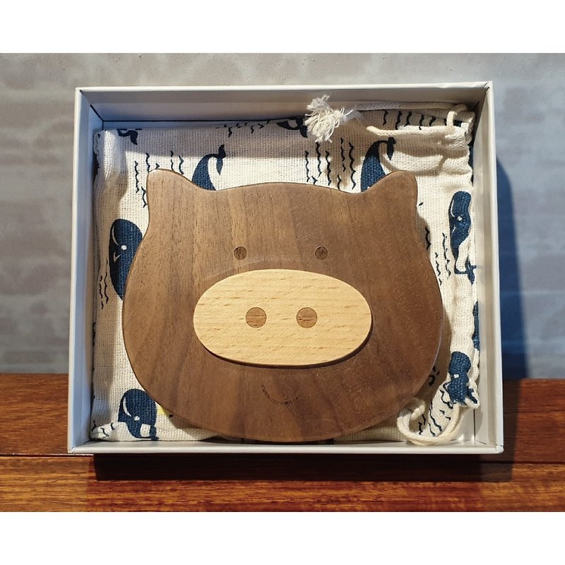 Aoki Workshop/ Customizable-Baby Tooth Box (Pig) - กล่องเก็บของ - ไม้ สีนำ้ตาล